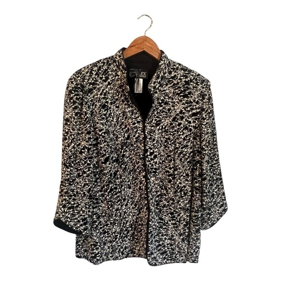 ALEX EVENINGS Full Zip Jacket Top Plus Size 2X Glitter Knit - Picture 1 of 4